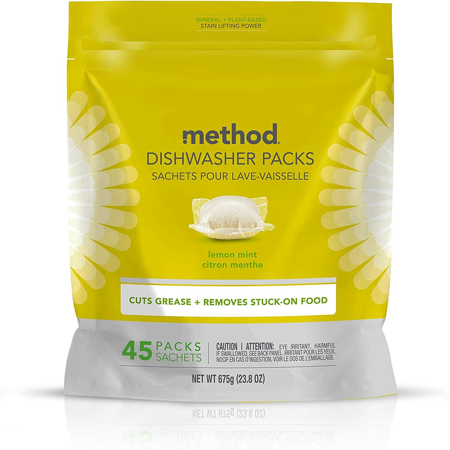 Method Dishwasher Soap Packs, Lemon Mint, 45 Count New