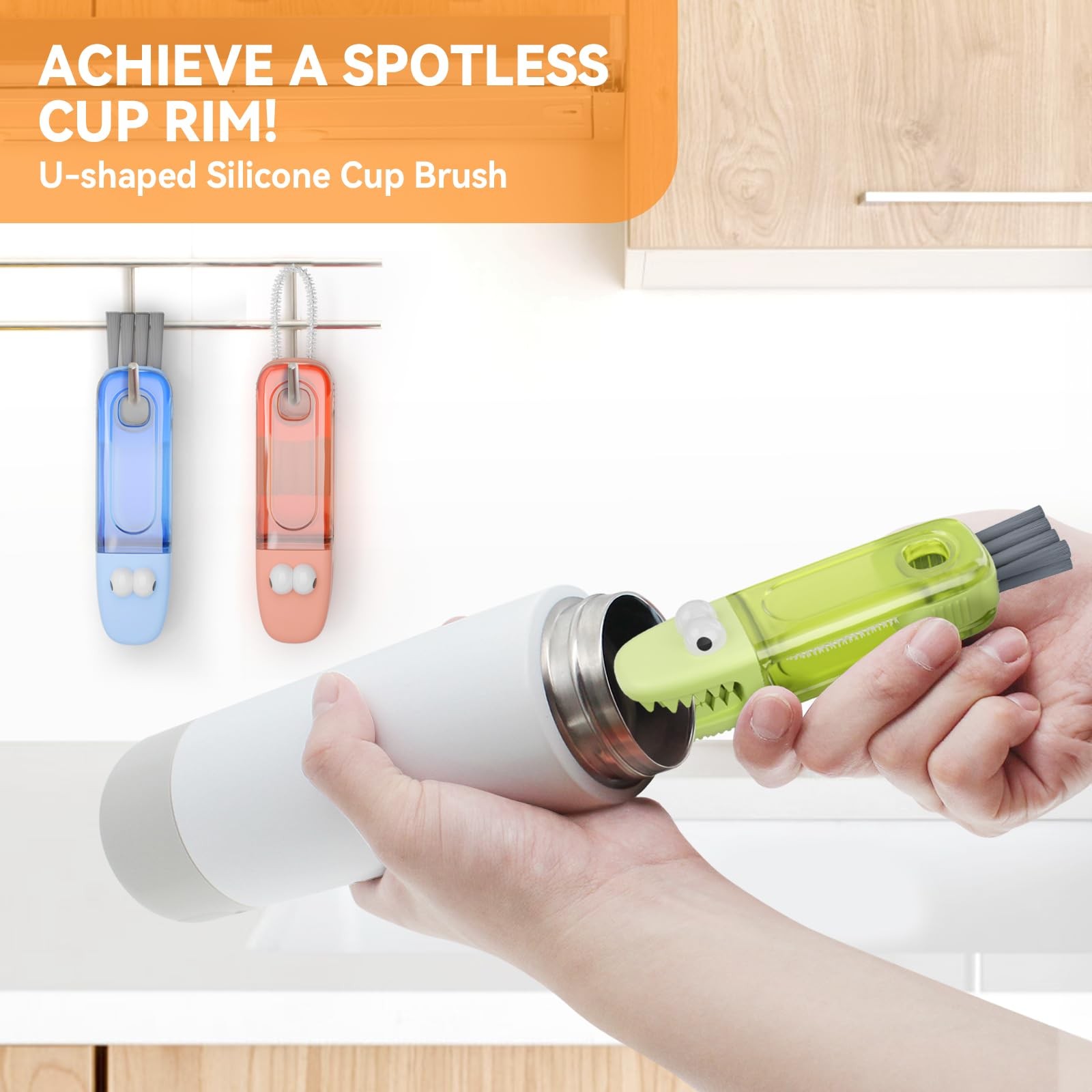 3 in 1 Cup Lid Gap Cleaning Brush Set, Multifunctional Bottle Cleaning Brush,