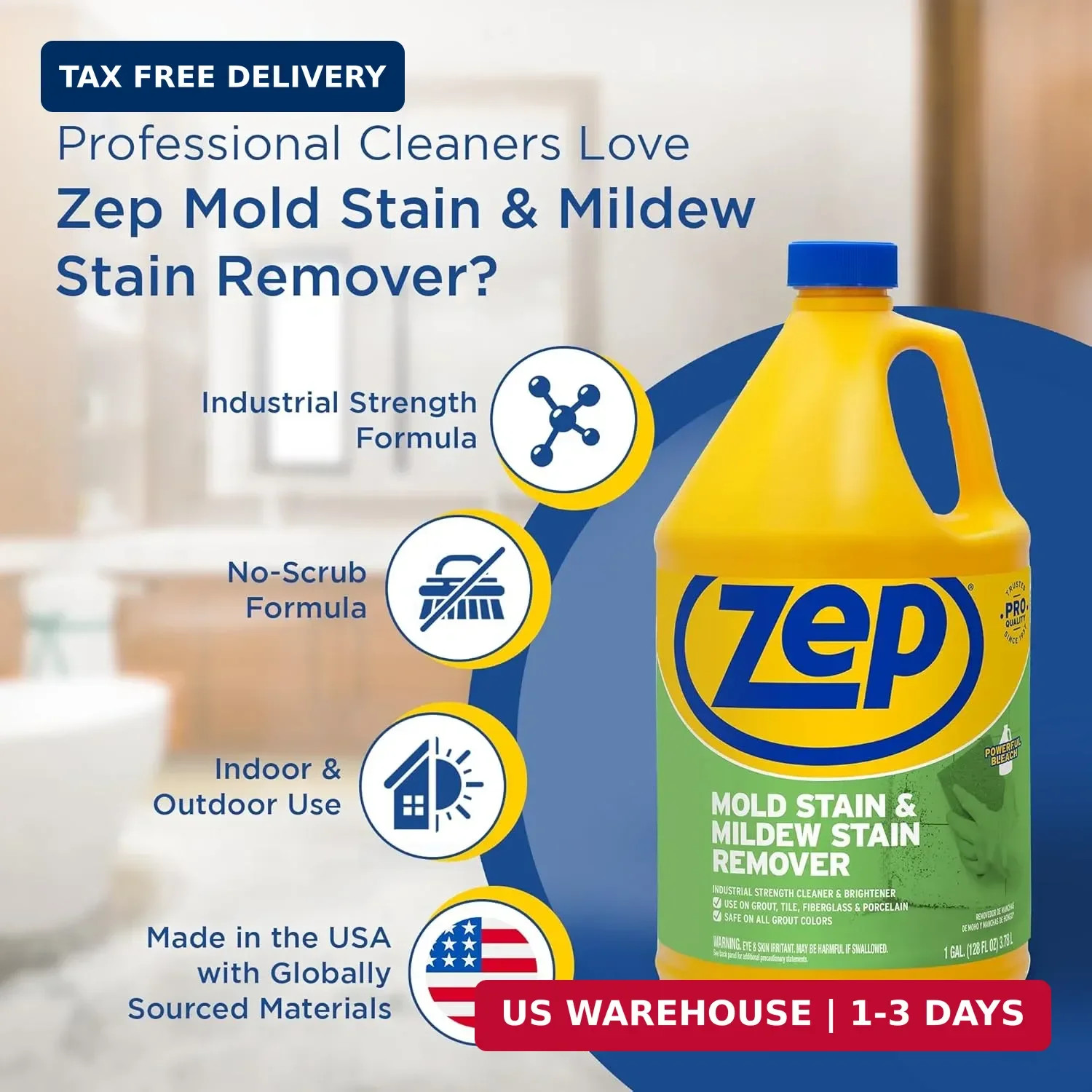 Zep Mold Stain and Mildew Stain Remover 1 Gallon (Case of 2) ZUMILDEW128 – Profe