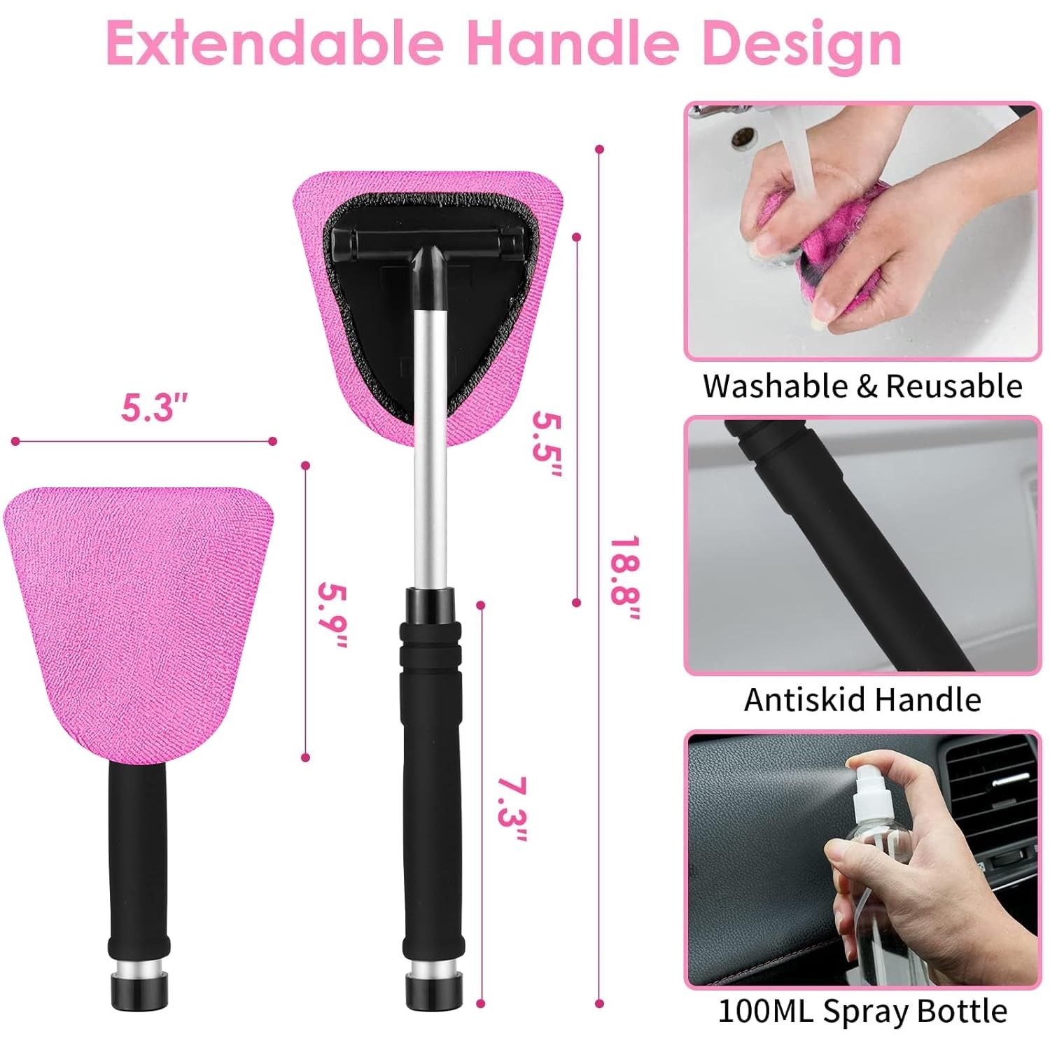 17pc Car Cleaning Kit with Handheld Vacuum and Interior Detailing Tools Pink