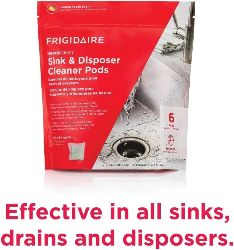 Frigidaire ReadyClean Probiotic Sink and Disposer Cleaner 6 Pods, Tablet, White,