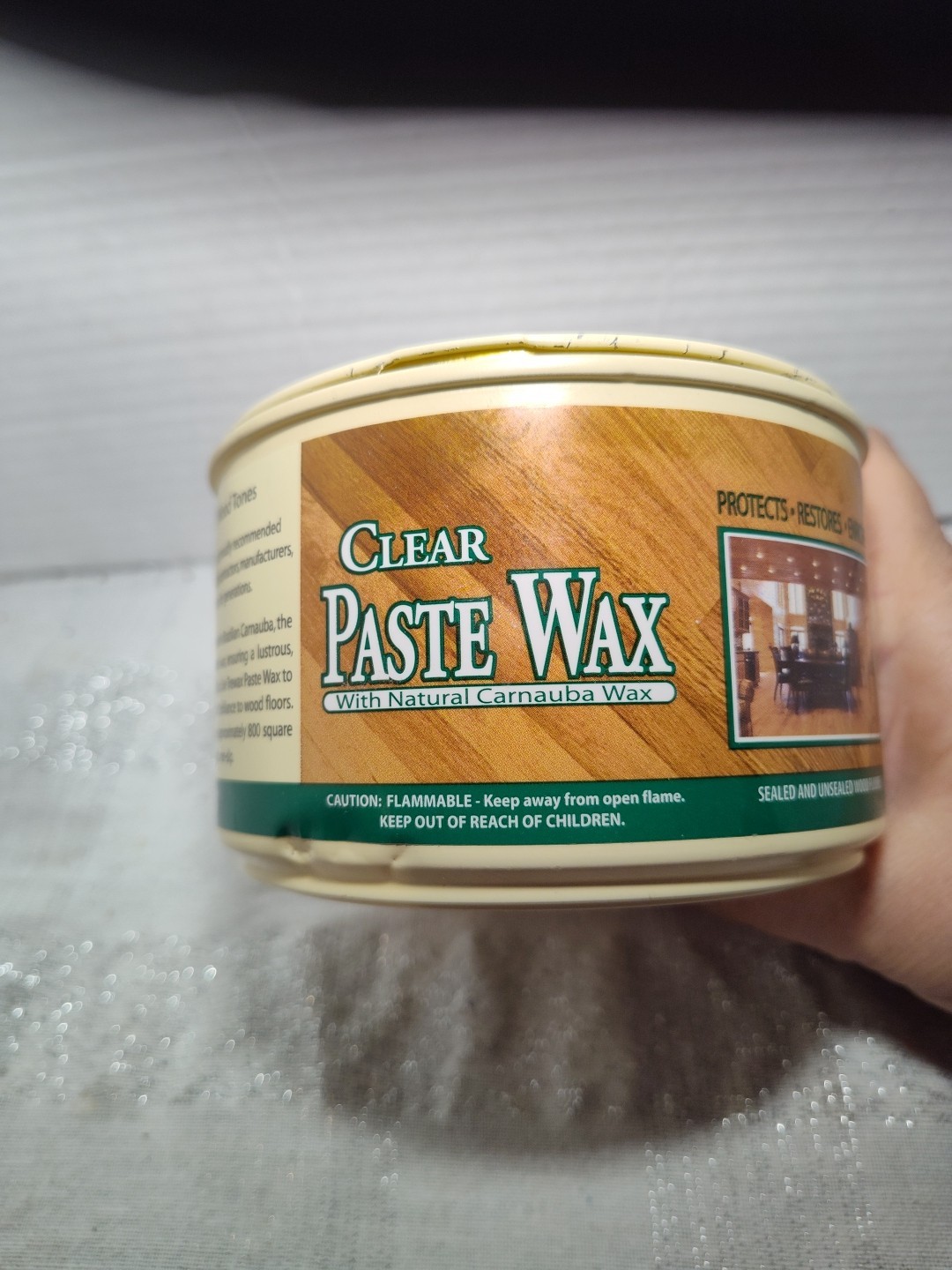Used Original Trewax Clear Paste Wax Polish 12.35 Oz Can 70% Remaining