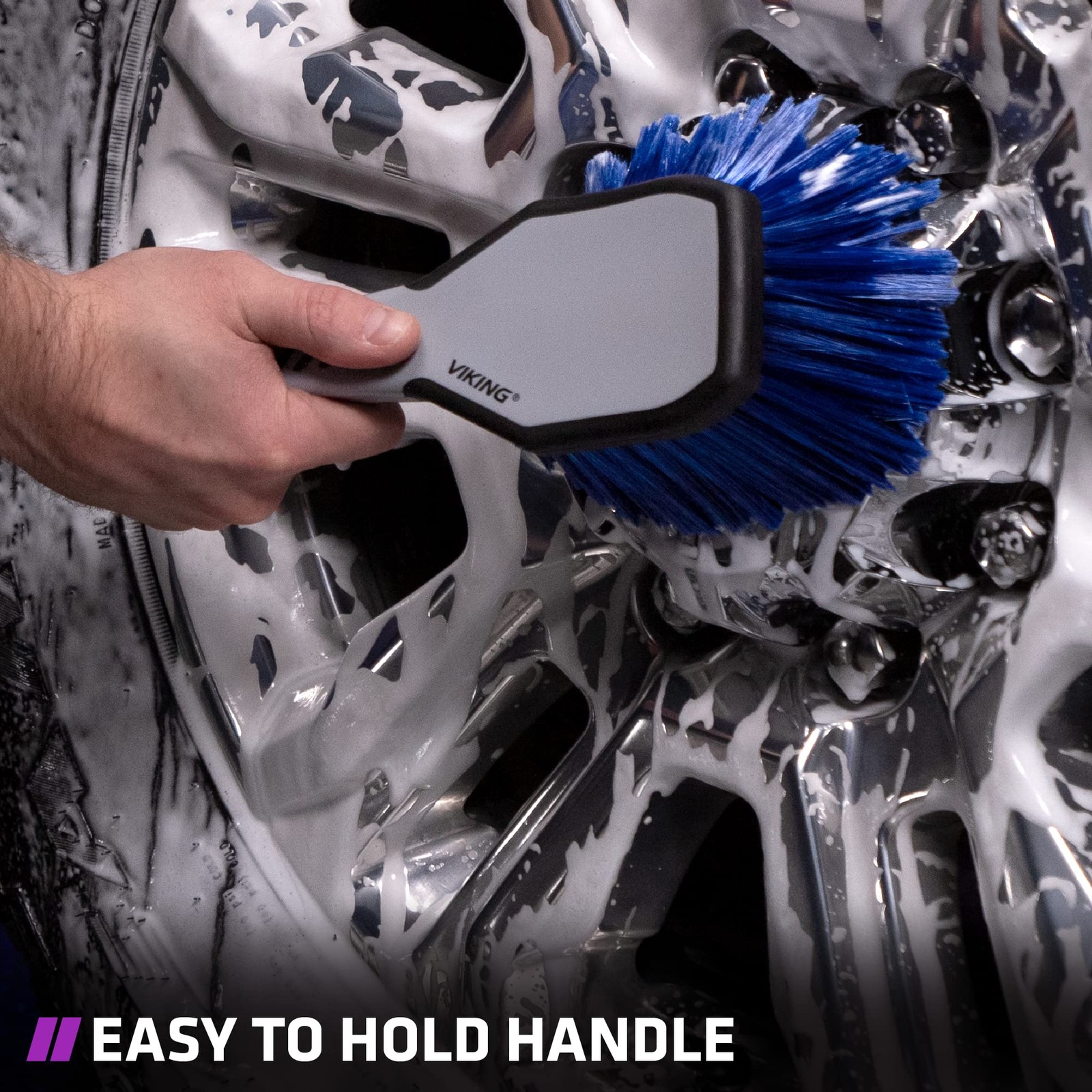 VIKING Wheel Brush for Rims, Cleaning Brush for Tires, Grey, 10.3 x 3.3 x 3.8…