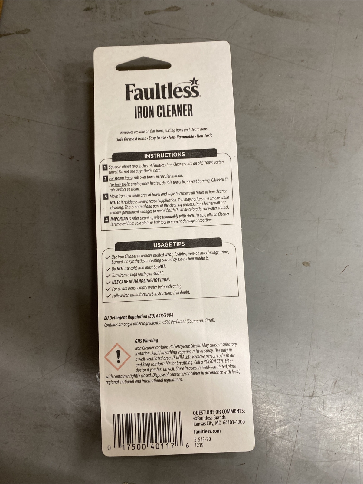 Faultless Hot Iron Cleaner NEW 1 oz Tube Removes Residue Steam Flat Curling Iron