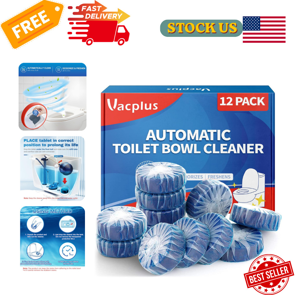 Automatic Toilet Bowl Cleaner Tablets 12 Pack Tank Cleaner Deodorizer Tabs