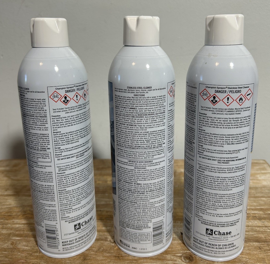 Champion Spray On Stainless Steel Cleaner Aerosol Oil-Based Lot Of 3