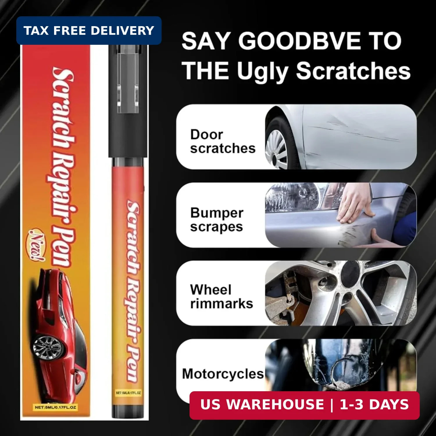 Car Scratch Remover Pen, 2Pcs Magic Car Paint Scratch Repair Pen Professional Re