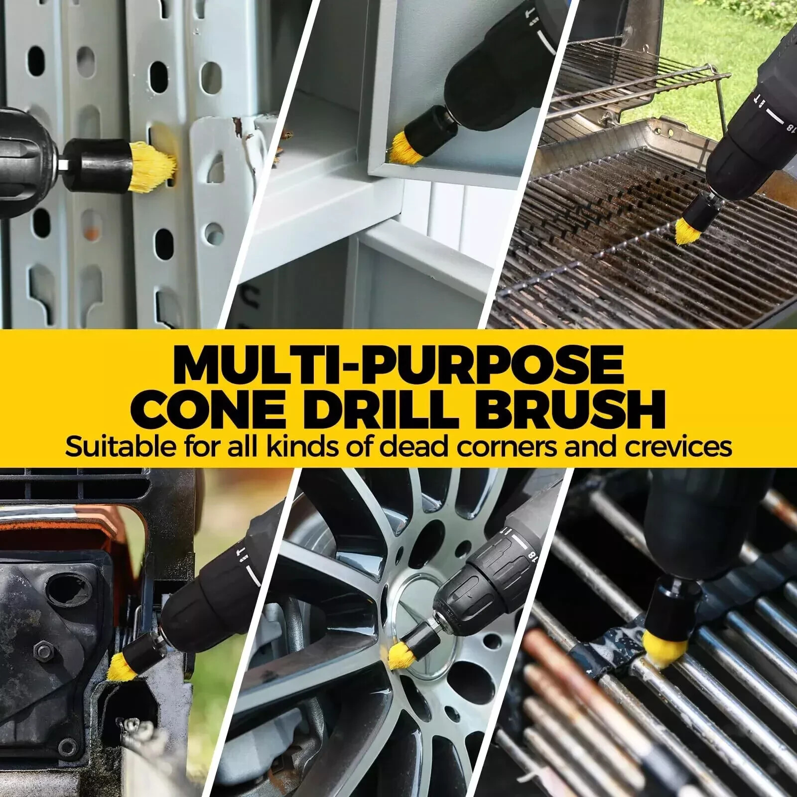 Drill Brush Set Power Scrubber Drill Attachments For Carpet Tile Grout Cleaning