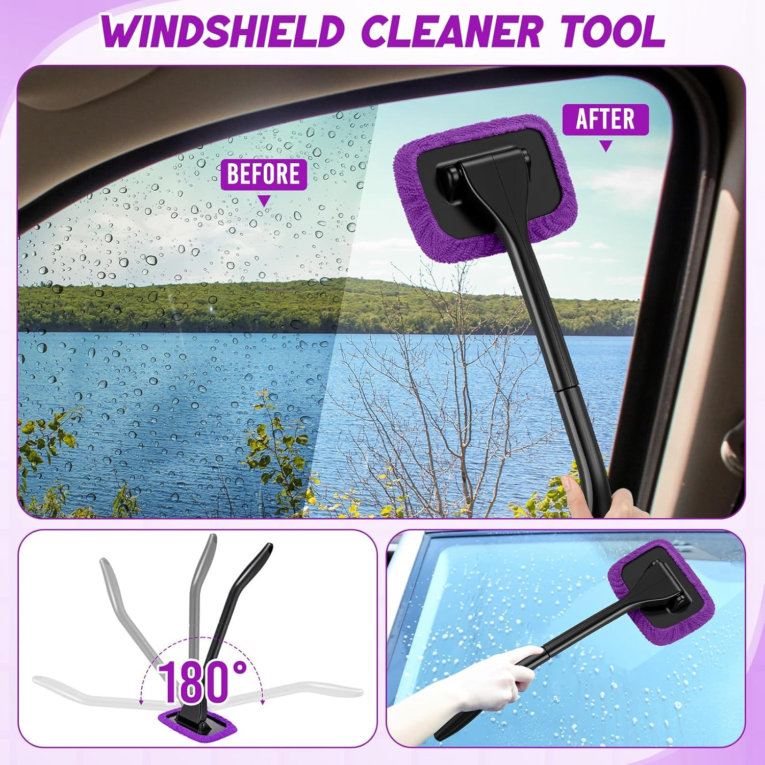16 Pcs Windshield Cleaner Tool, Car Cleaning Kit with Various Detailing Brushes