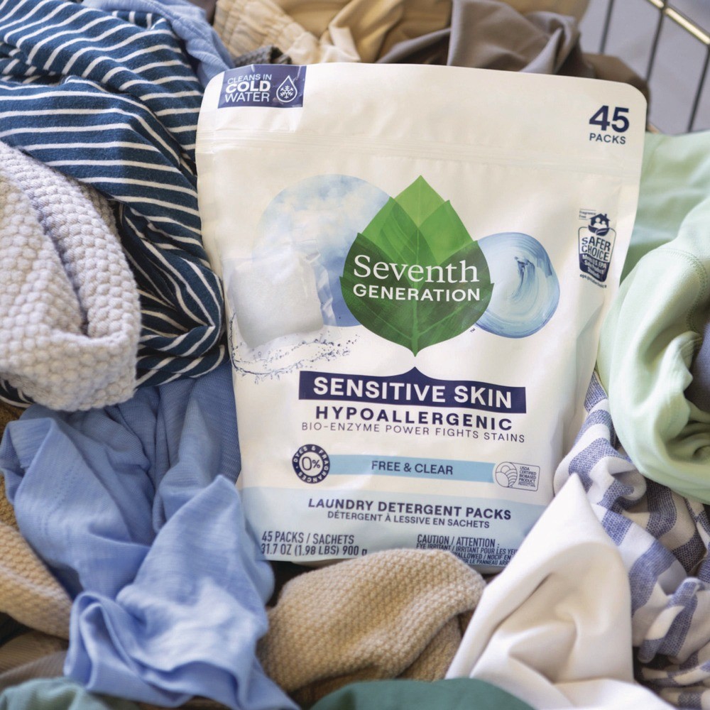 SEV 22977 Powder Natural Laundry Detergent Packs – Unscented (45/PK) New