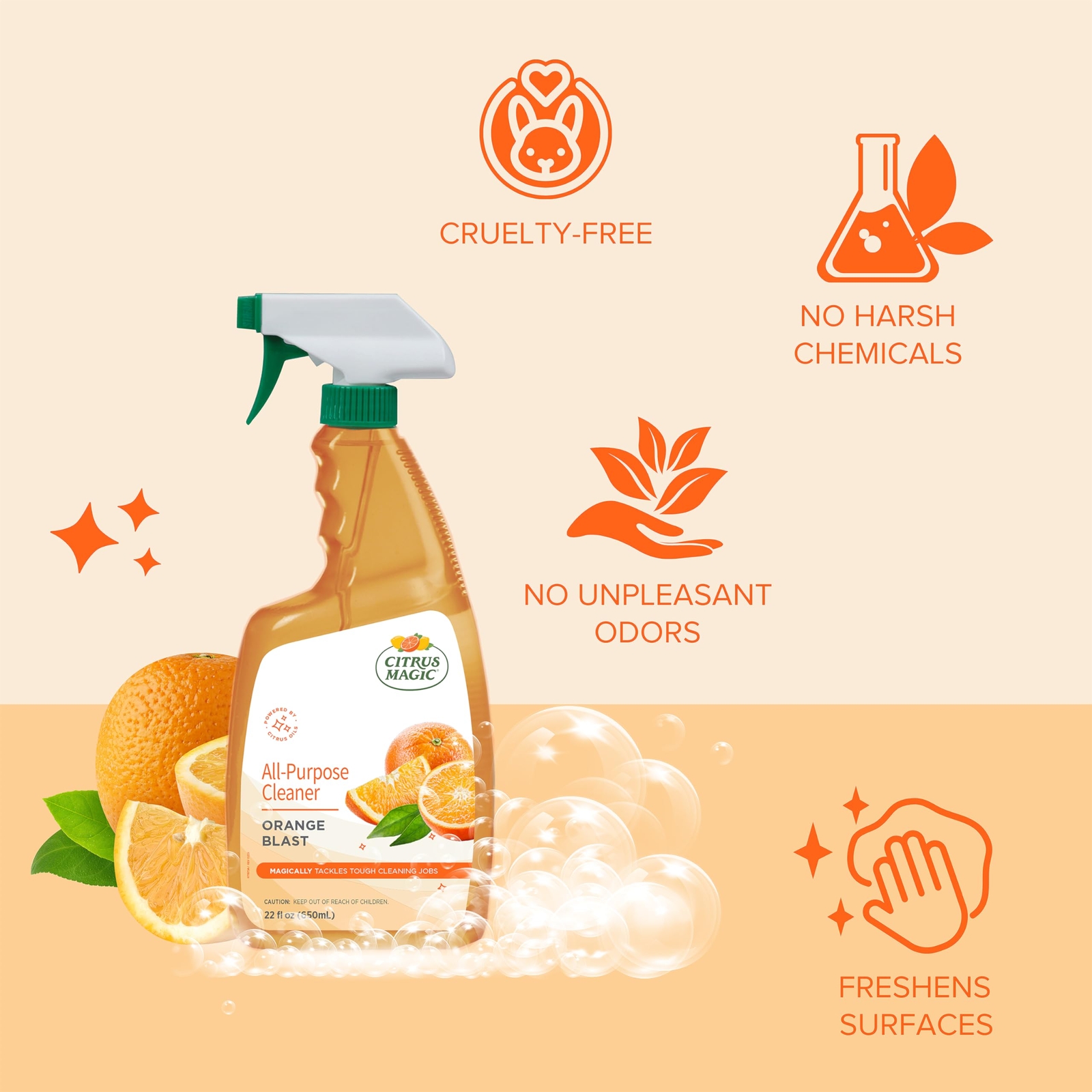 Citrus Magic All Purpose Cleaner 22 Fl Oz Orange Blast Natural Cleaning Power