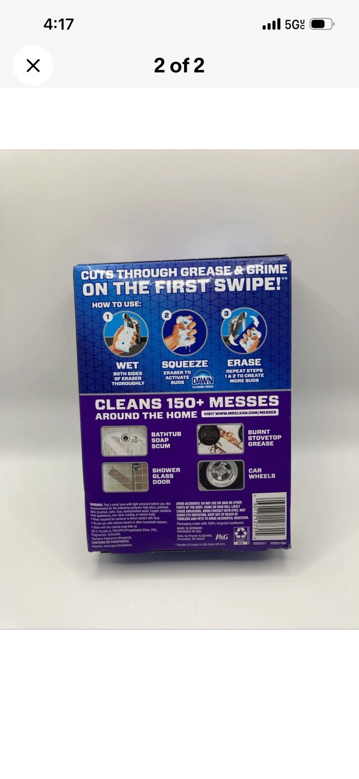 Mr. Clean Magic Eraser Ultra Foamy All Purpose Cleaner Dawn Cleaning Pad 5 Pack