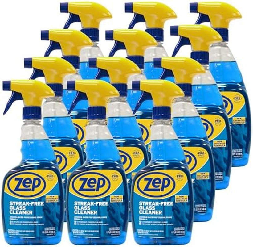 Zep Streak-Free Glass Cleaner – 32 Oz (Case of 12) ZU112032- Professional Grade