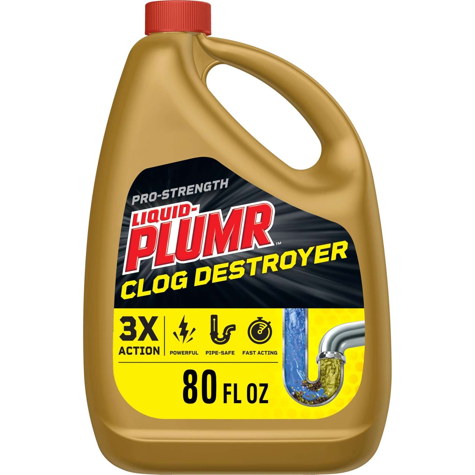 Clorox Liquid-Plumr Pro-Strength Clog Destroyer, Liquid Drain Cleaner, 80 F