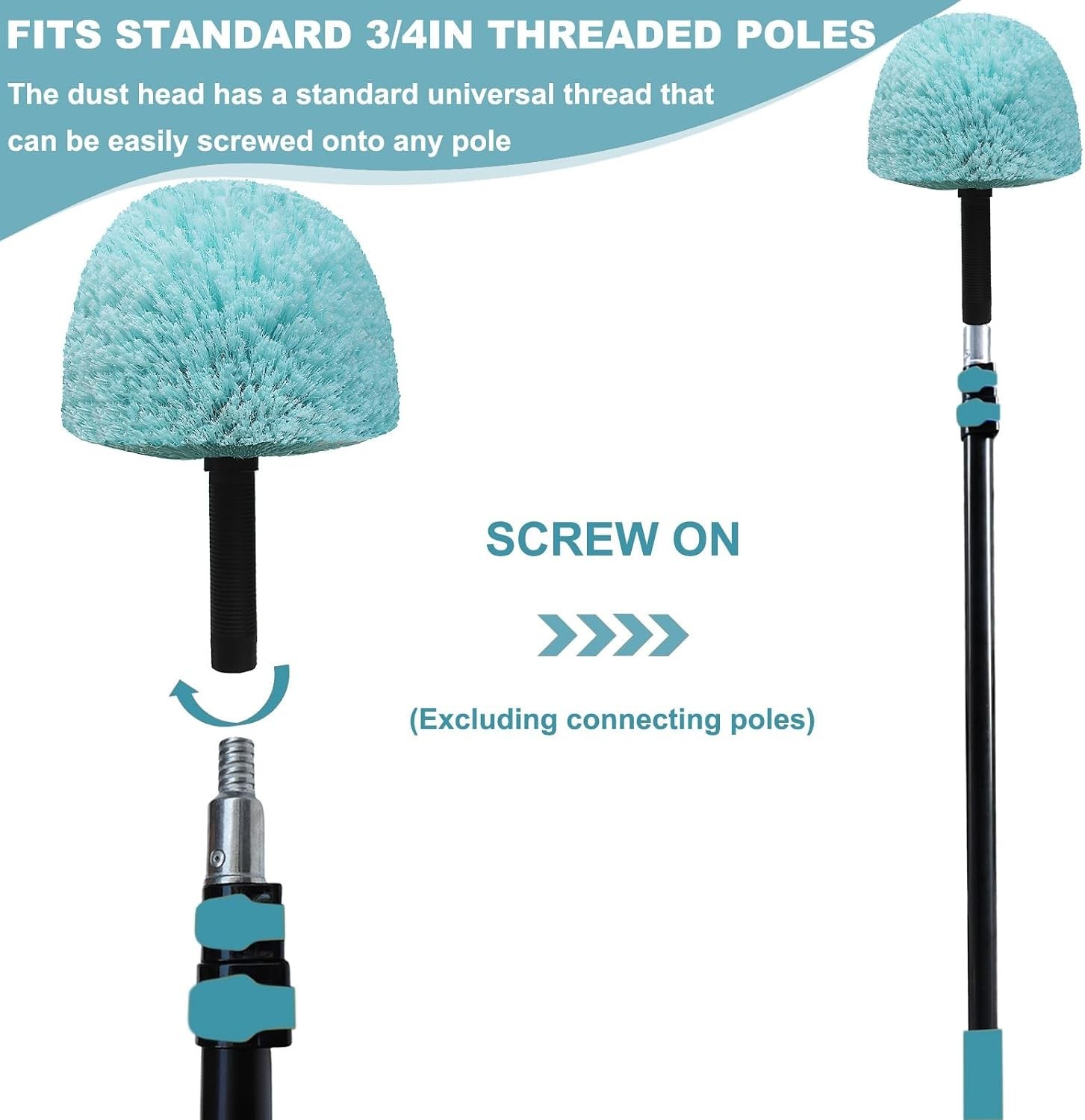 Cyan Twist-On Cobweb Duster Brush – 2 Pack for Indoor & Outdoor Cleaning
