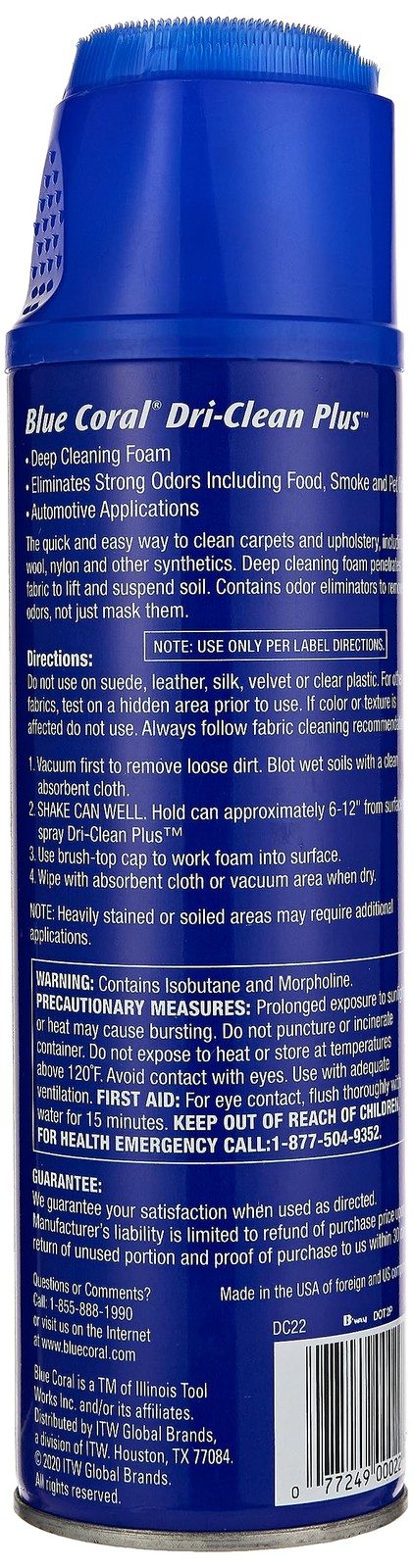 Blue Coral DC22 Upholstery Cleaner DriClean Plus with Odor Eliminator, 22.8 o…