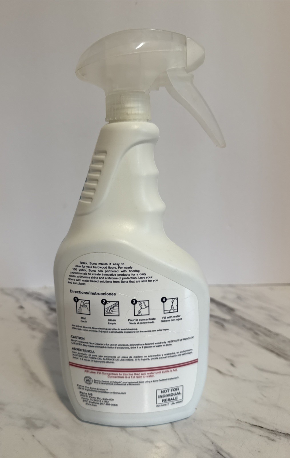 Bona Hardwood Floor Cleaner – Original 32 Fl Oz w/Refillable Spray Bottle FULL