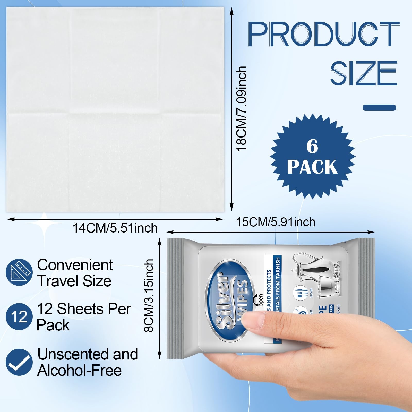 Silver Cleaning and Polish Wipes, Silverware and Jewelry Polish Wipes – 72 Wipes