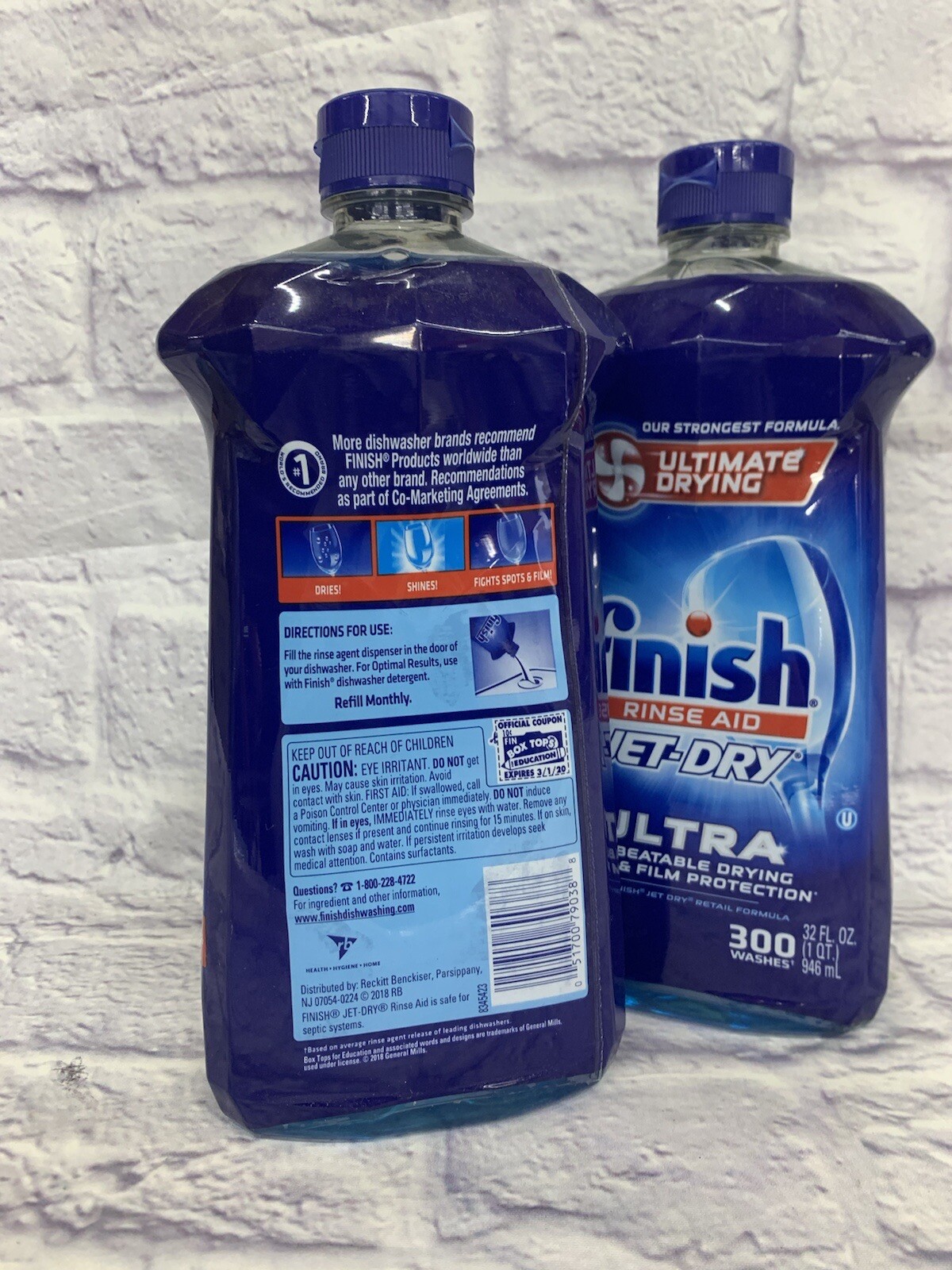 2 PACK Finish Jet-Dry Ultra Rinse Aid Dishwasher Rinse Agent and Drying, 32 oz