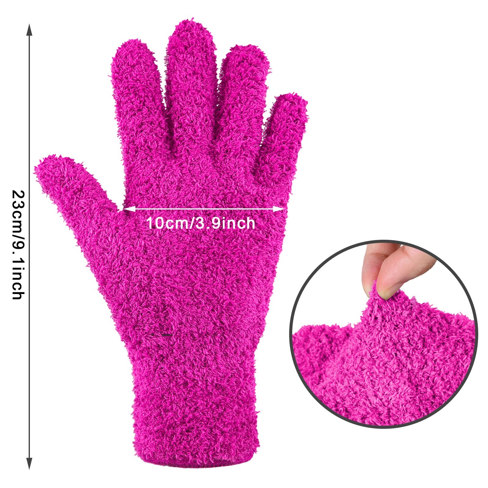 Bencailor 6 Pairs Microfiber Dusting Gloves, Medium, Bright Color