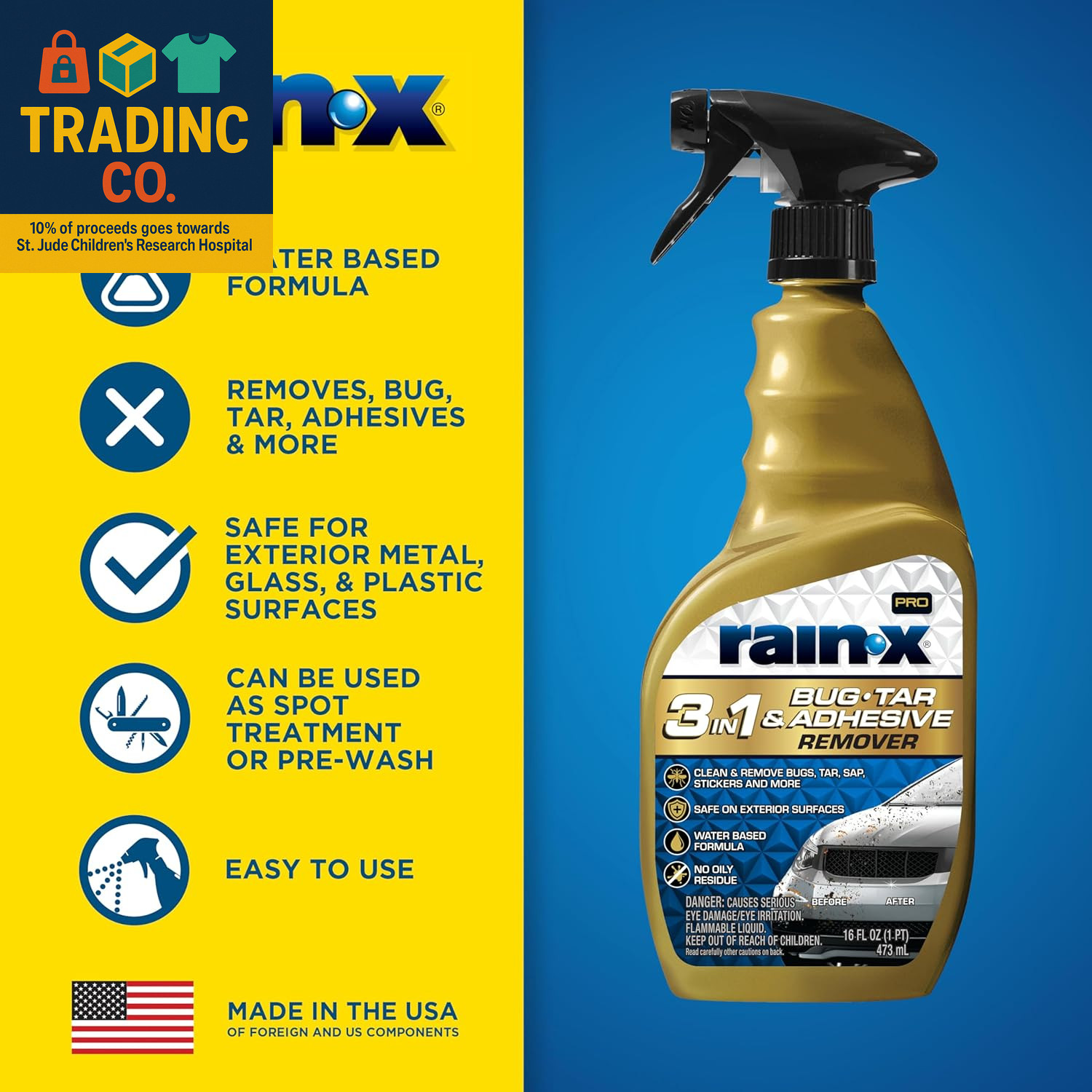 Pro 620213 3-In-1 Bug, Tar and Adhesive Remover, 16Oz – Premium Bug, Tar and Adh