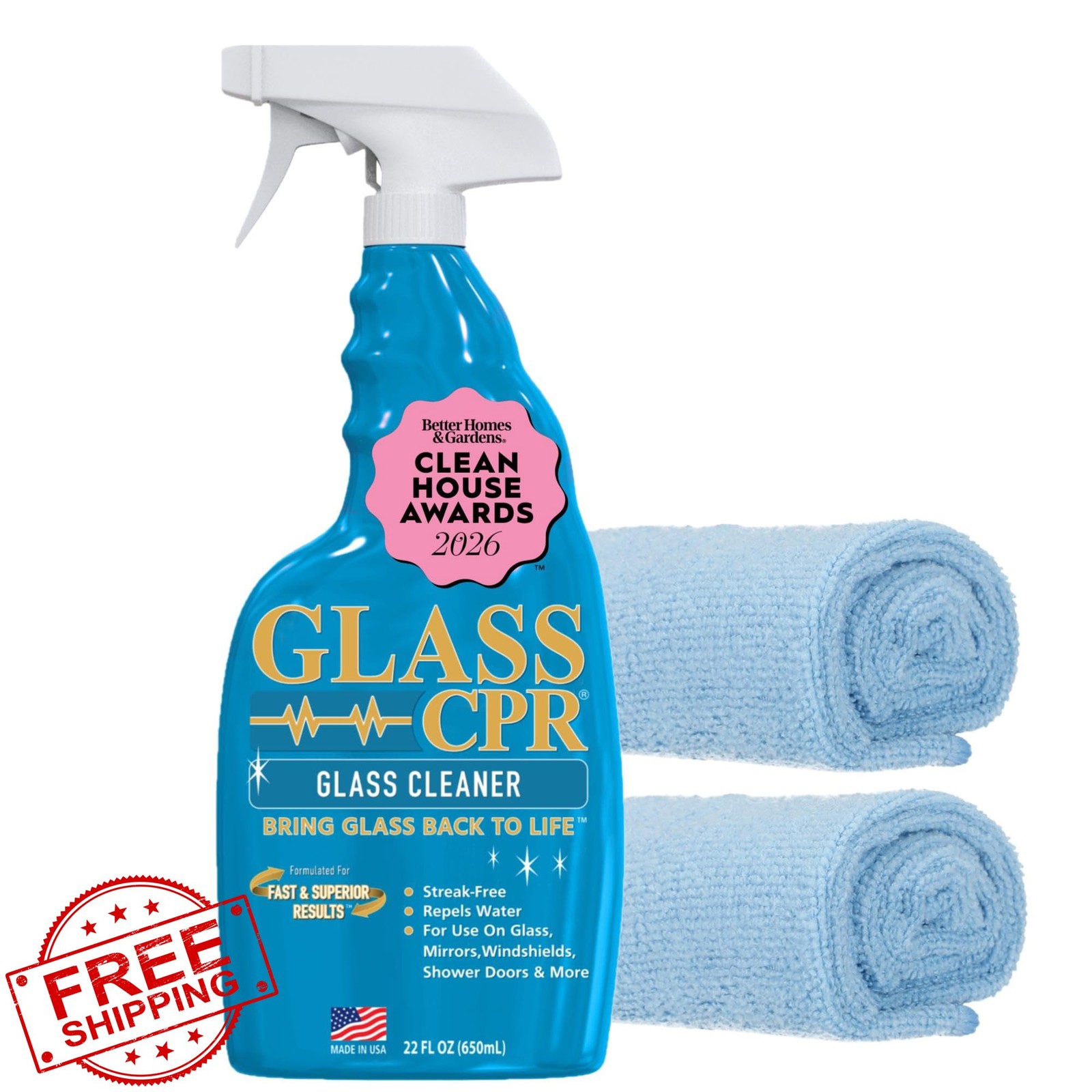 CPR Glass Cleaner W/ Microfibers 22 oz