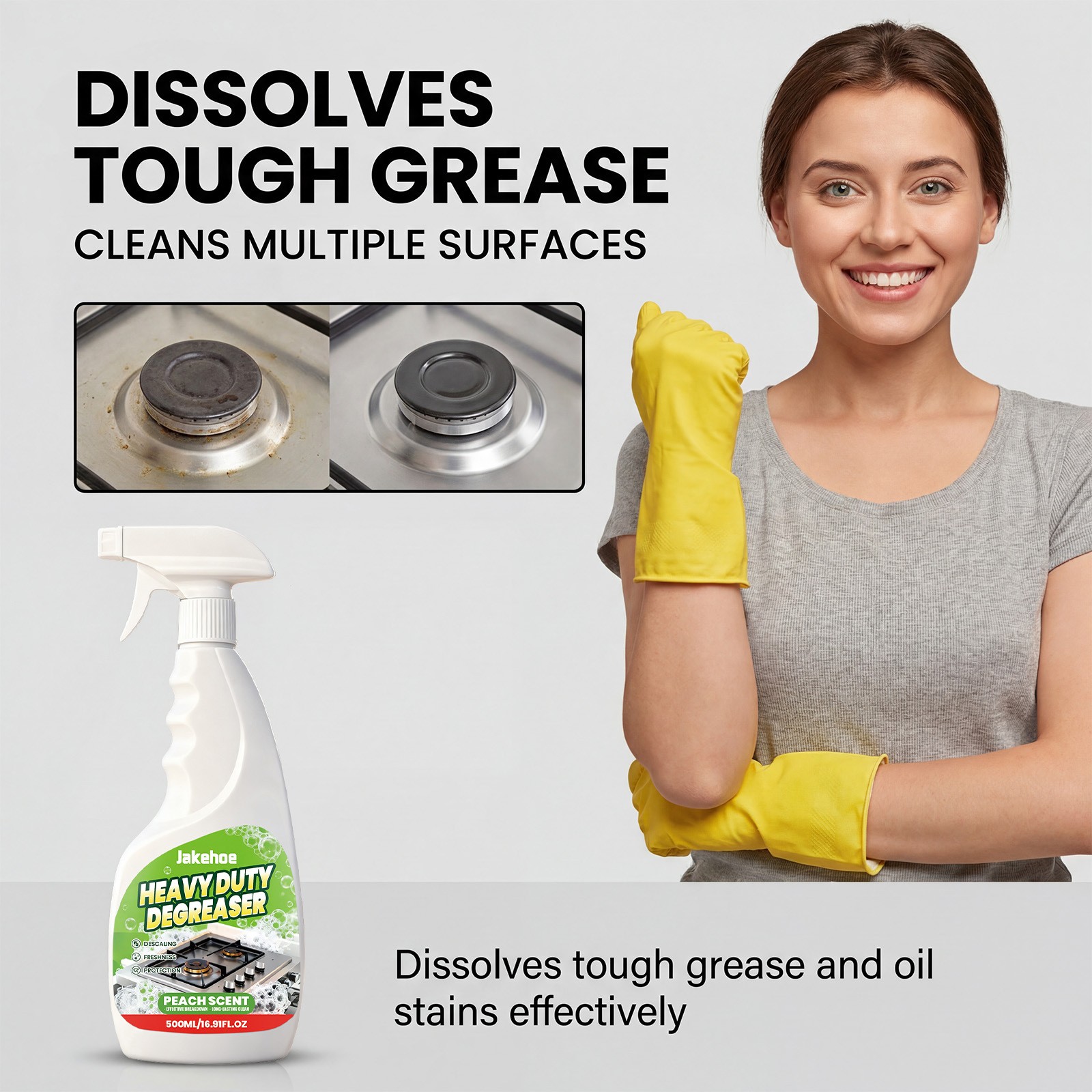 Heavy Duty Kitchen Degreaser Spray,17oz Multipurpose Degreaser For Stove, Oven