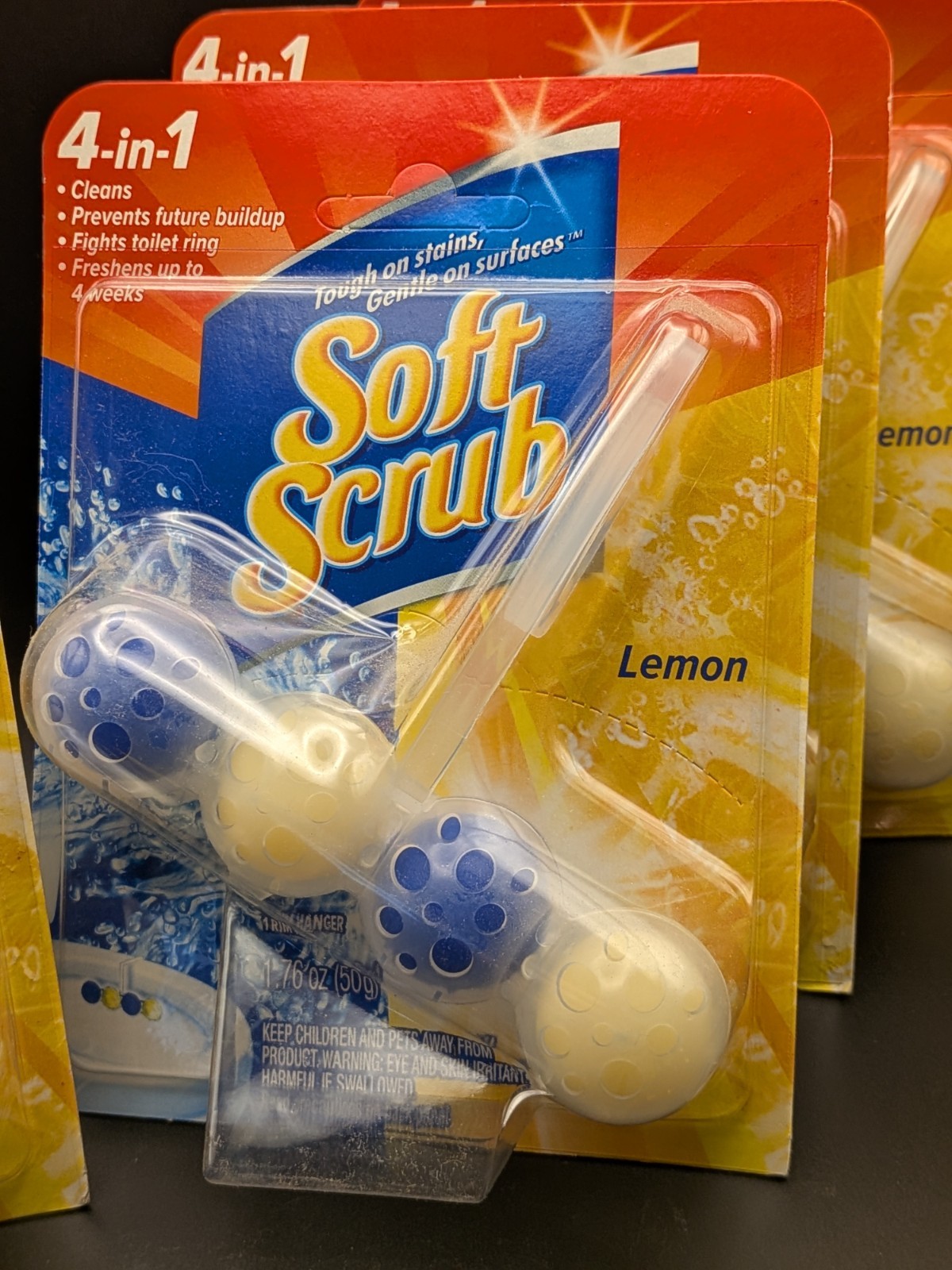 (6) 1 Pack Soft Scrub 4-in-1 Toilet Cleaner Rim Hangers in LEMON Scent NIP