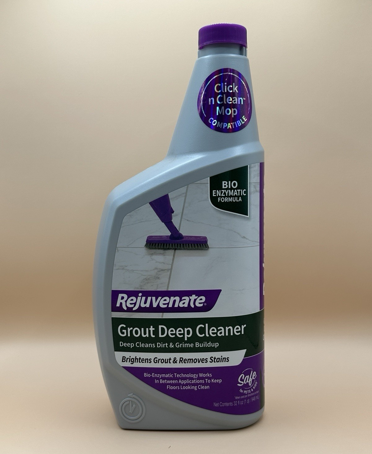Rejuvenate Grout Deep Cleaner Liquid, Bio-Enzymatic, Mop Compatible, 32 fl oz
