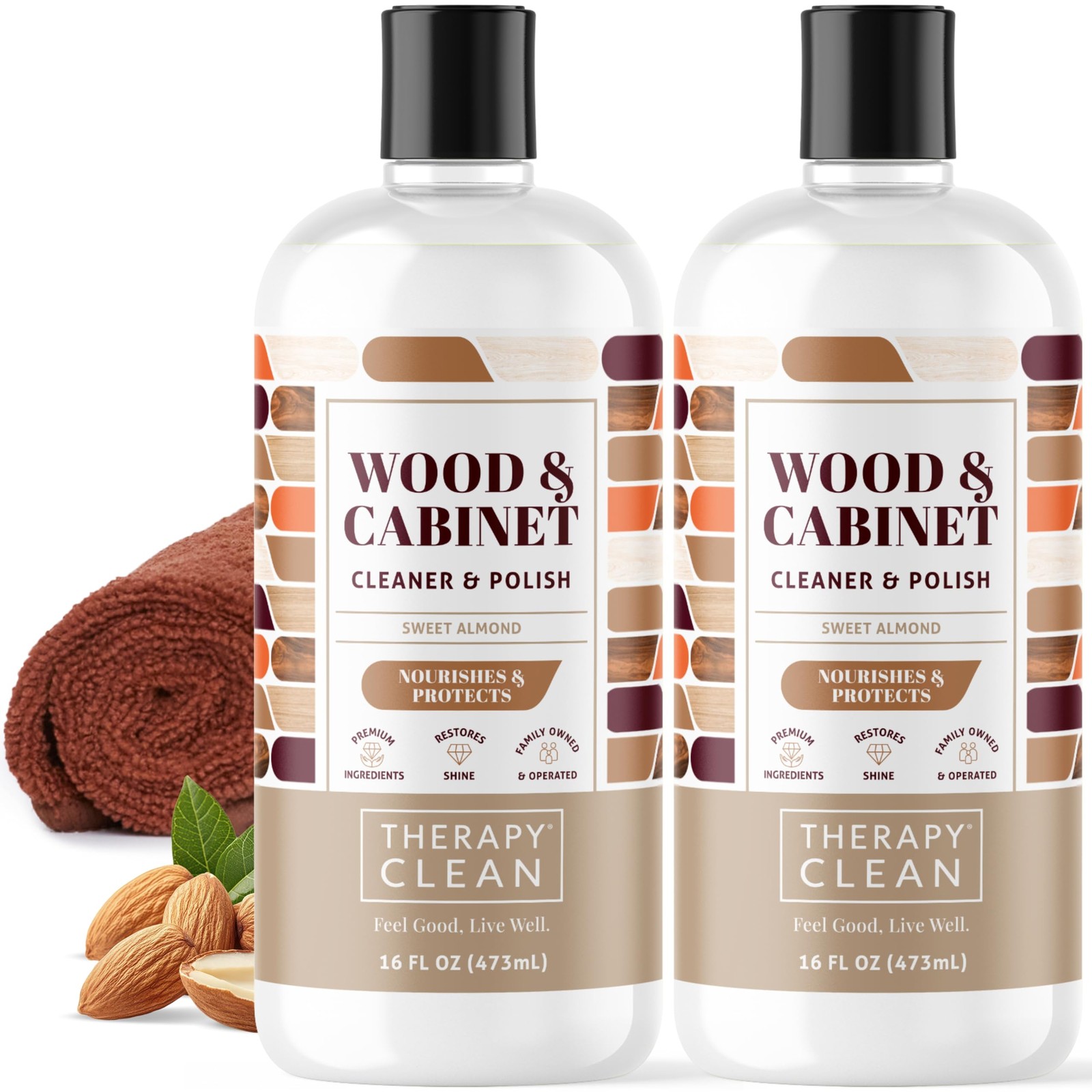 Wood Cleaner & Polish 16 oz. (2-Pack with Microfiber Cloth) – Wood Cabinet an…