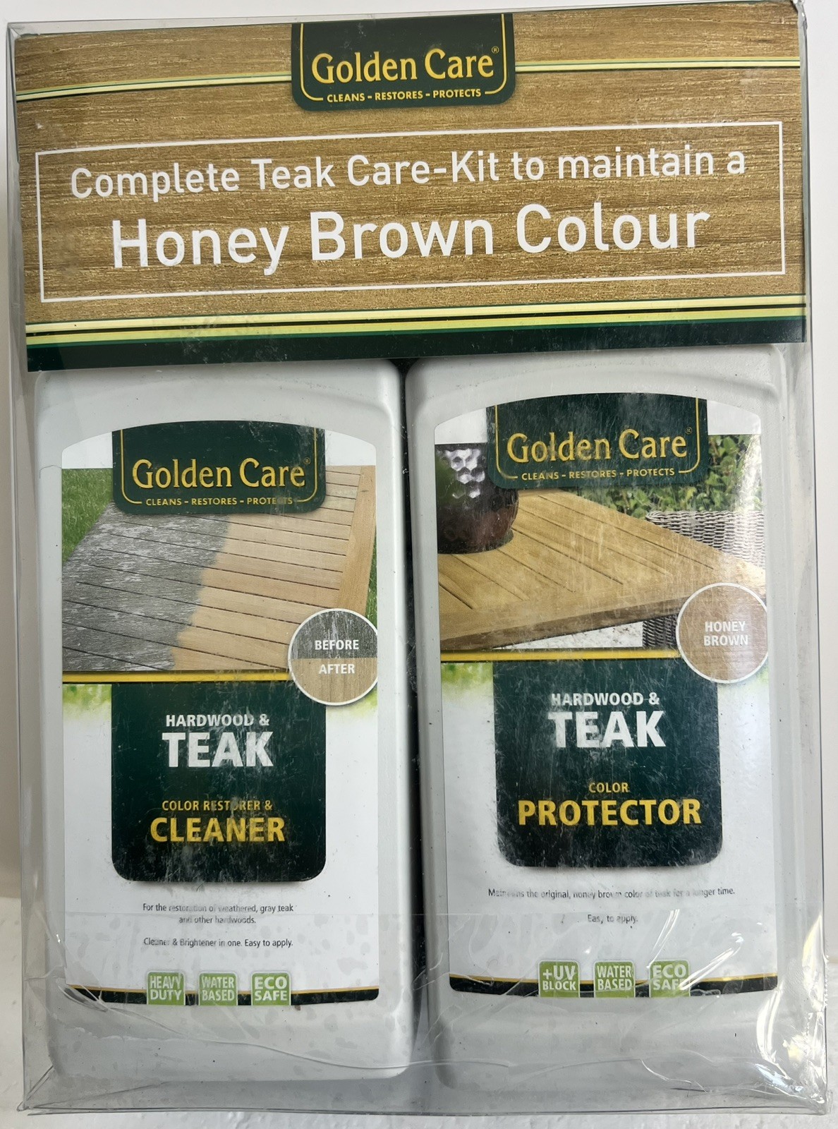 New 3 in 1 Teak Garden Furniture Care Kit Cleaner Protector Application Tools 1L