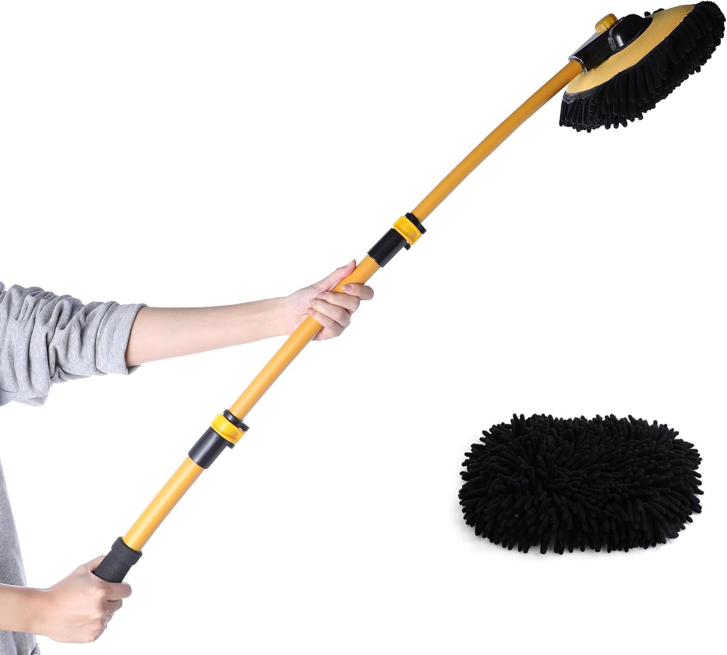 Eyliden Car Wash Brush Mop with Long Handle, 90° Swivel Head with 45° Angle Lock