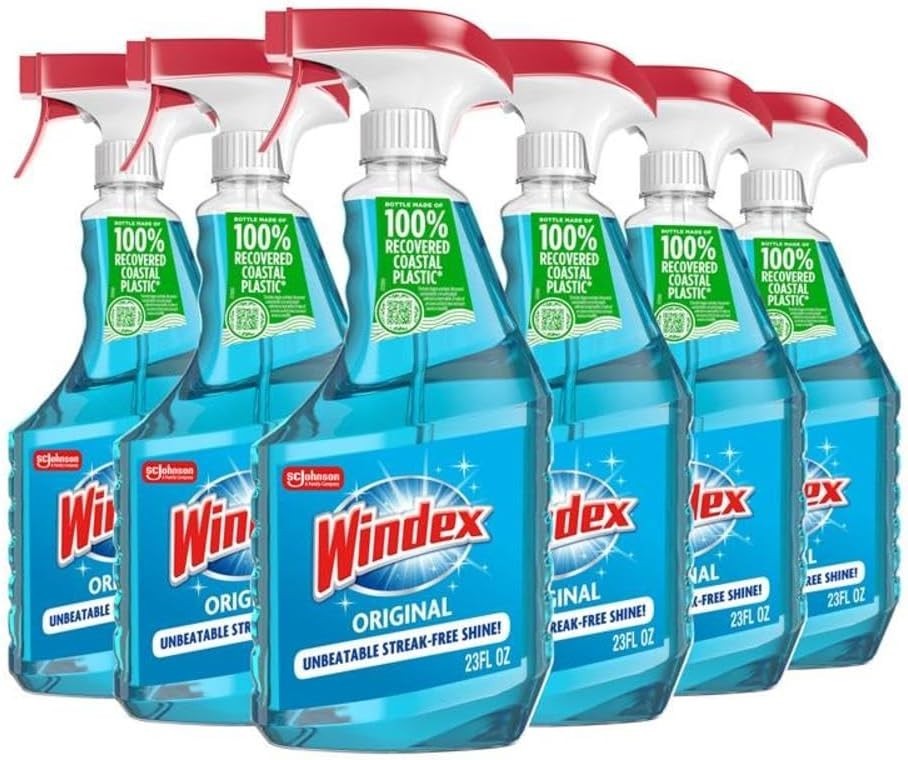 Ammonia-Free Window Cleaner – 138 oz Total Pack of 6 Recycled Spray Bottles