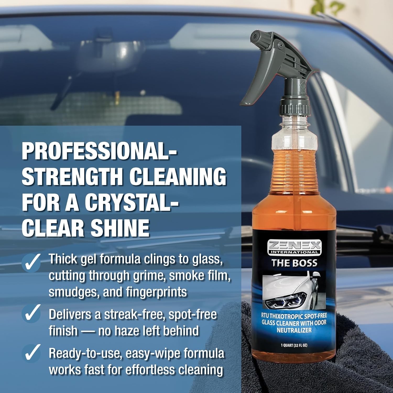 Zenex The Boss Glass Cleaner, Professional-grade Glass Cleaner, 32 oz (2 Pack)