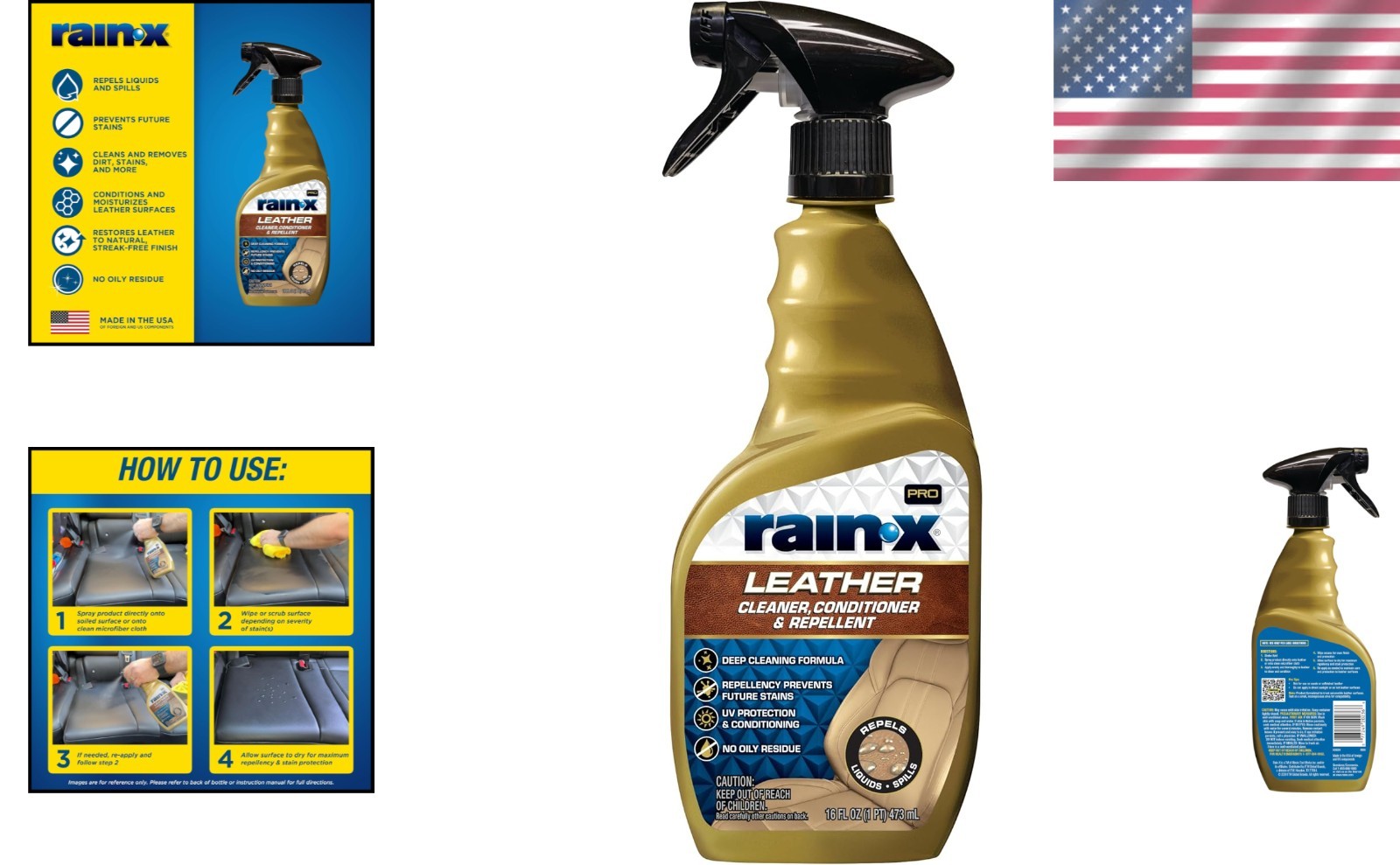 16 Oz Leather Cleaner, Conditioner & Repellent – Effortless Care for Interiors