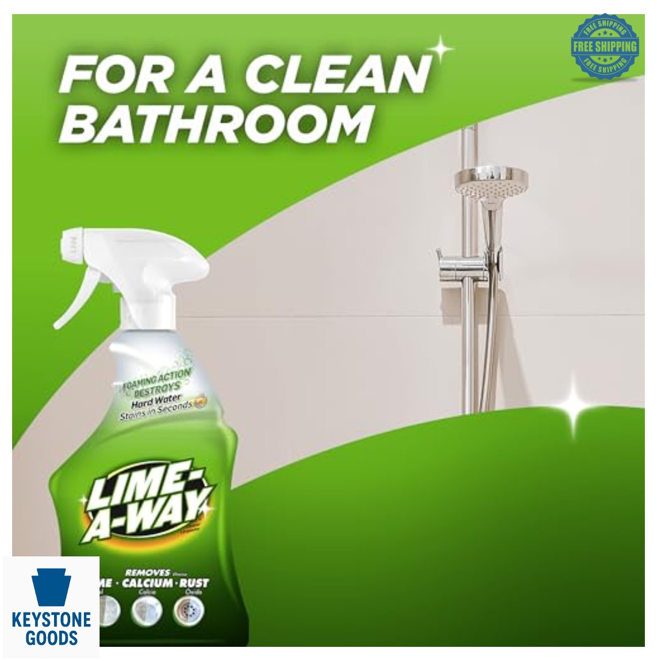 Hard Water Stain Remover Spray 32oz Tough Lime Calcium Rust Bathroom Cleaner
