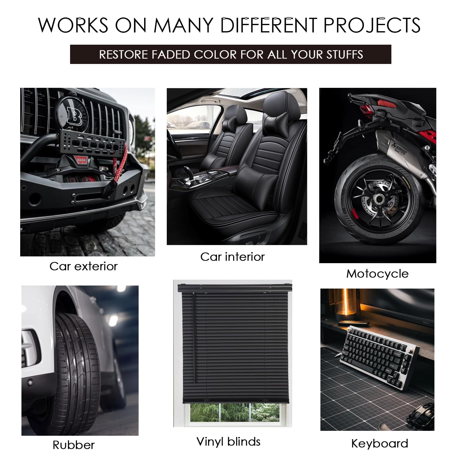 Black Trim Restorer, Plastic Restorer for Cars – Restore Faded Bumpers, Plastic,