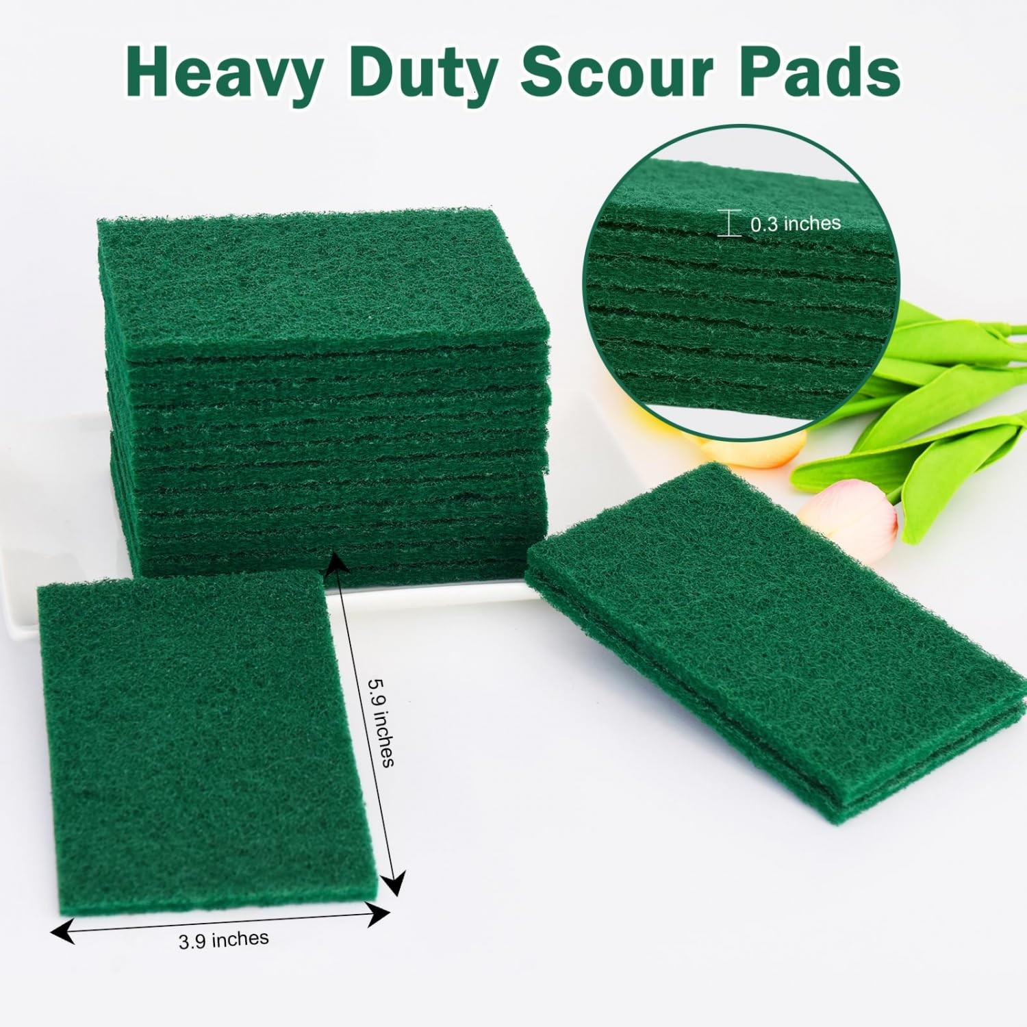 40 Pcs Scouring Pad, Dish Scrubber Scouring Pads,4 x 6 inch Green Reusable Ho…