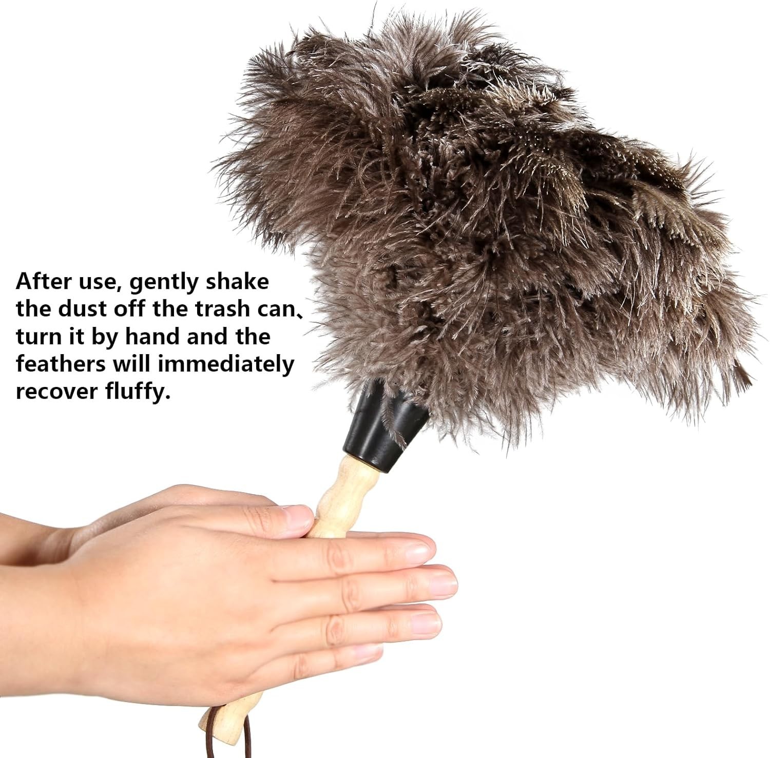 Ostrich Feather Duster 2pcs Natural Feathers with Wooden Handle for Cleaning