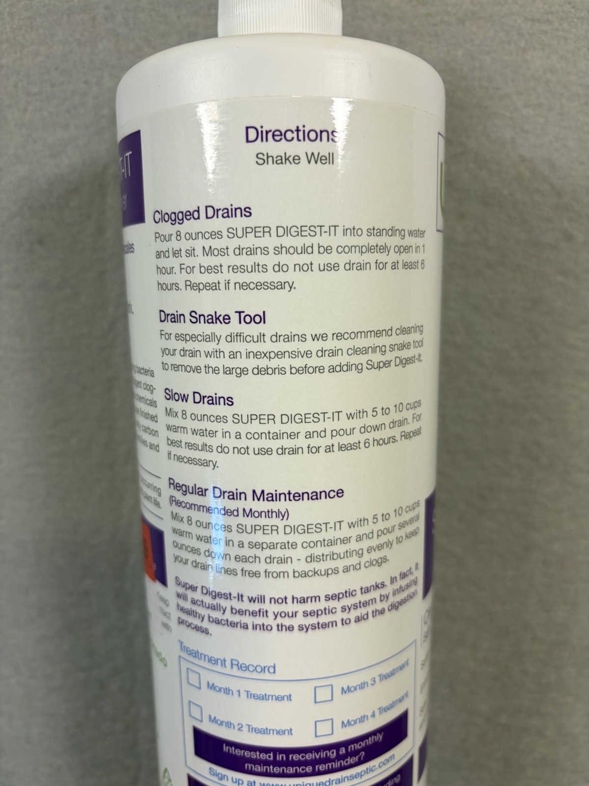 Unique Super Digest-It Clog Remover Liquid Non-Toxic Eco Friendly Septic Safe