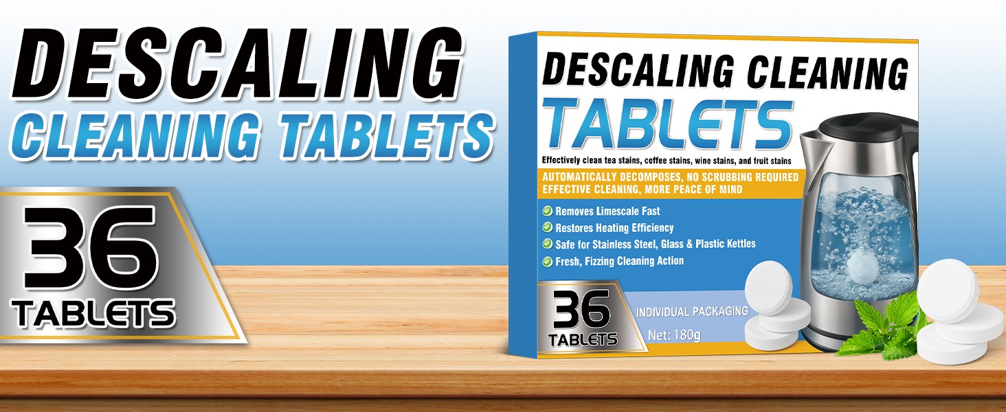 Kettle Descaler Tablet 36 Packs, Powerful Limescale Remover for Coffee Maker,