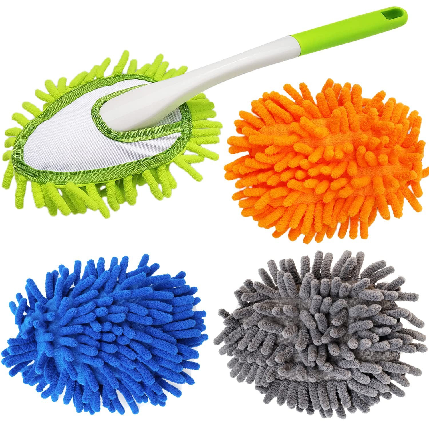 13 Inch Microfiber Feather Duster,with 4 pcs Washable Duster Head, Car Duster…