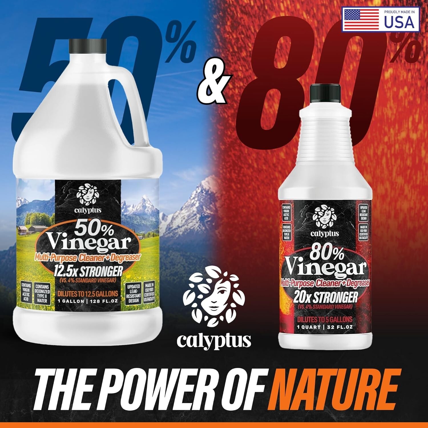 Ultra-Powerful 50% Vinegar Concentrate – Dilutes for Superior Cleaning, 2 Gallon