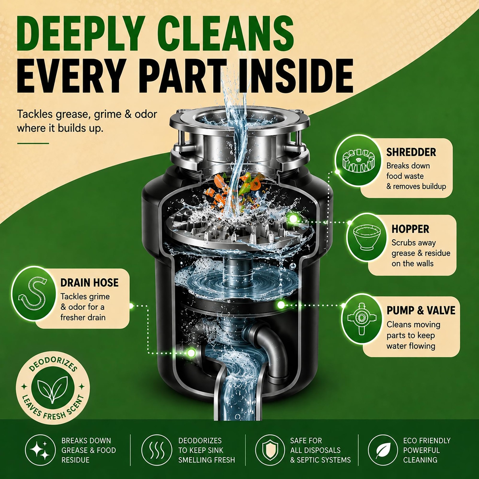 ® Garbage Disposal Cleaner and Deodorizer Tablets Drain Freshener, Foaming Ci…