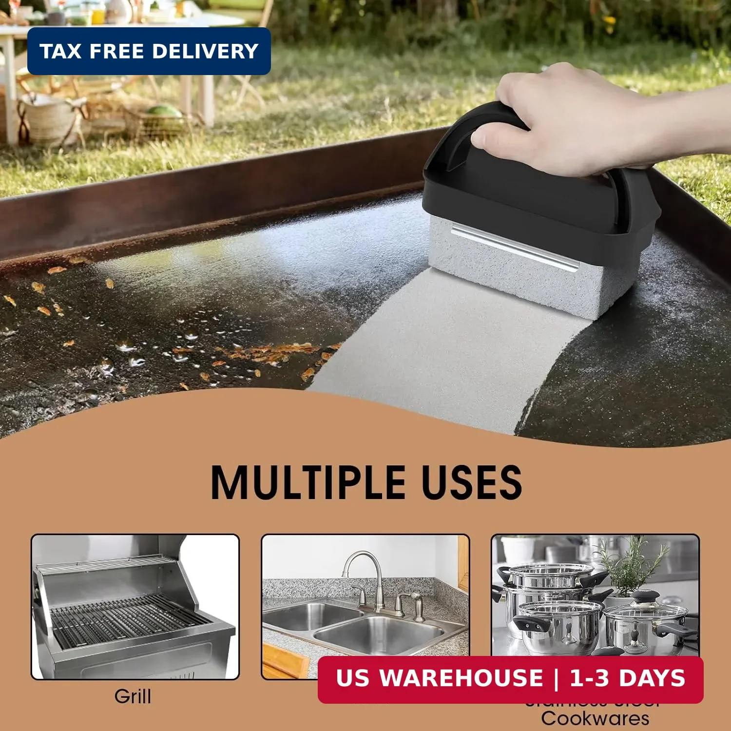 AWEASROY Heavy Duty Grill Cleaner, Grill Cleaning Bricks with Handle, Pumice Gri