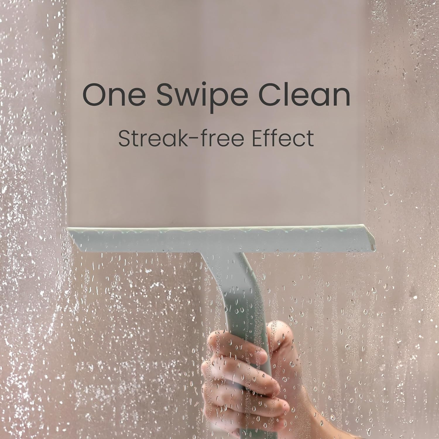 Justhang Shower Squeegee for Glass Doors, All-One-Piece Silicone with Built-In H