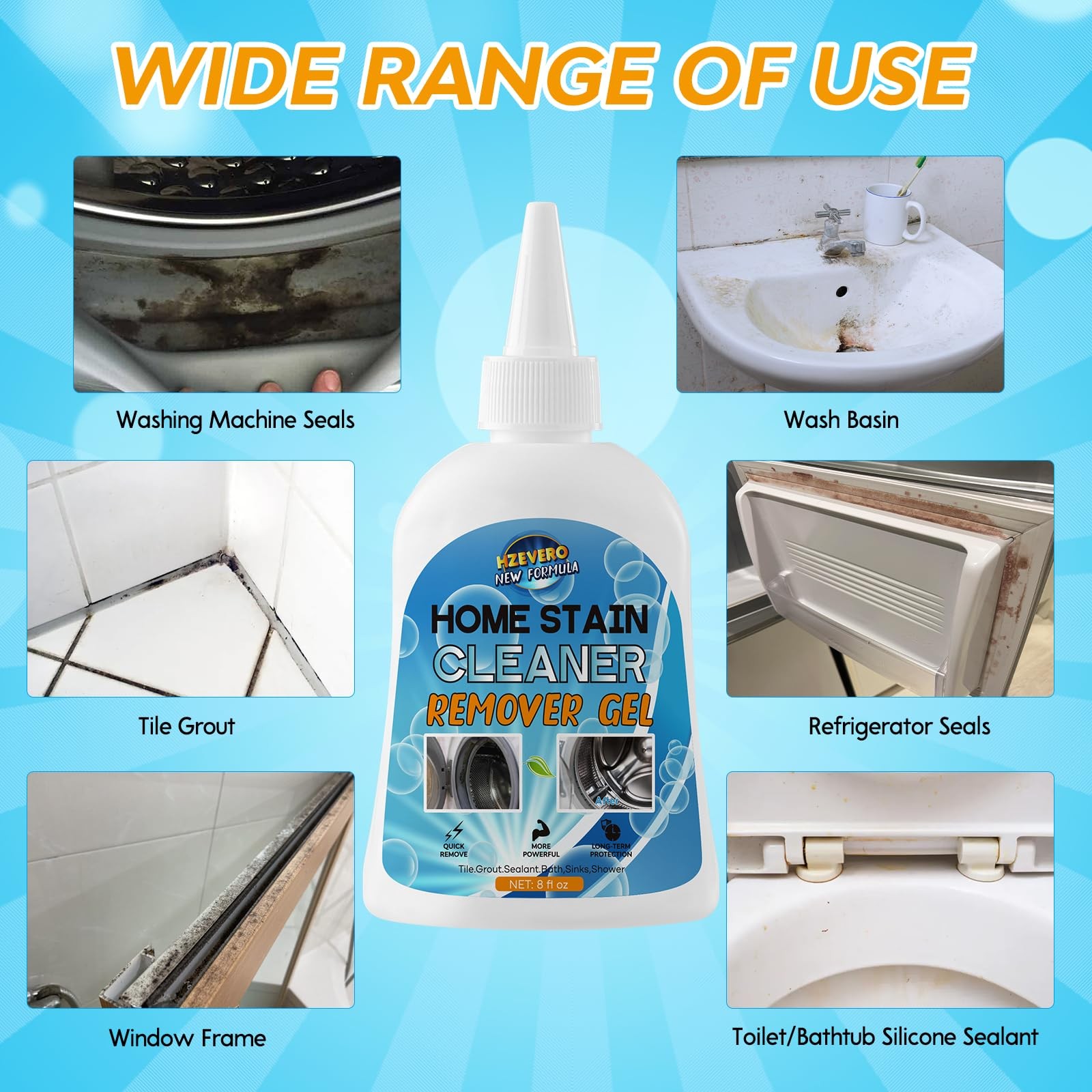 Mold Stain Remover Gel,Washing Machine Cleaner Front Load Washer Gasket Mold …