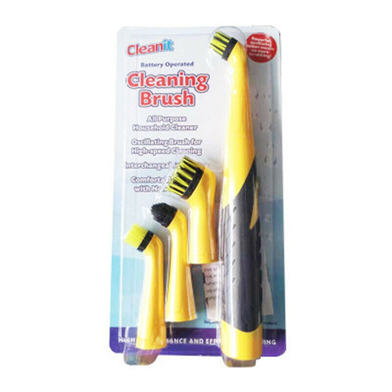 Multifunction Electric Sonic Scrubber Super Cleaning Brush 4 Brush Heads