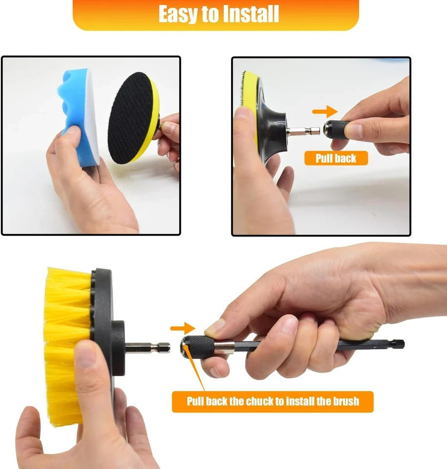 30Pcs Drill Brush Attachment Set,Drill Scrubber Brush Kit Include Scrub Pads, Sp