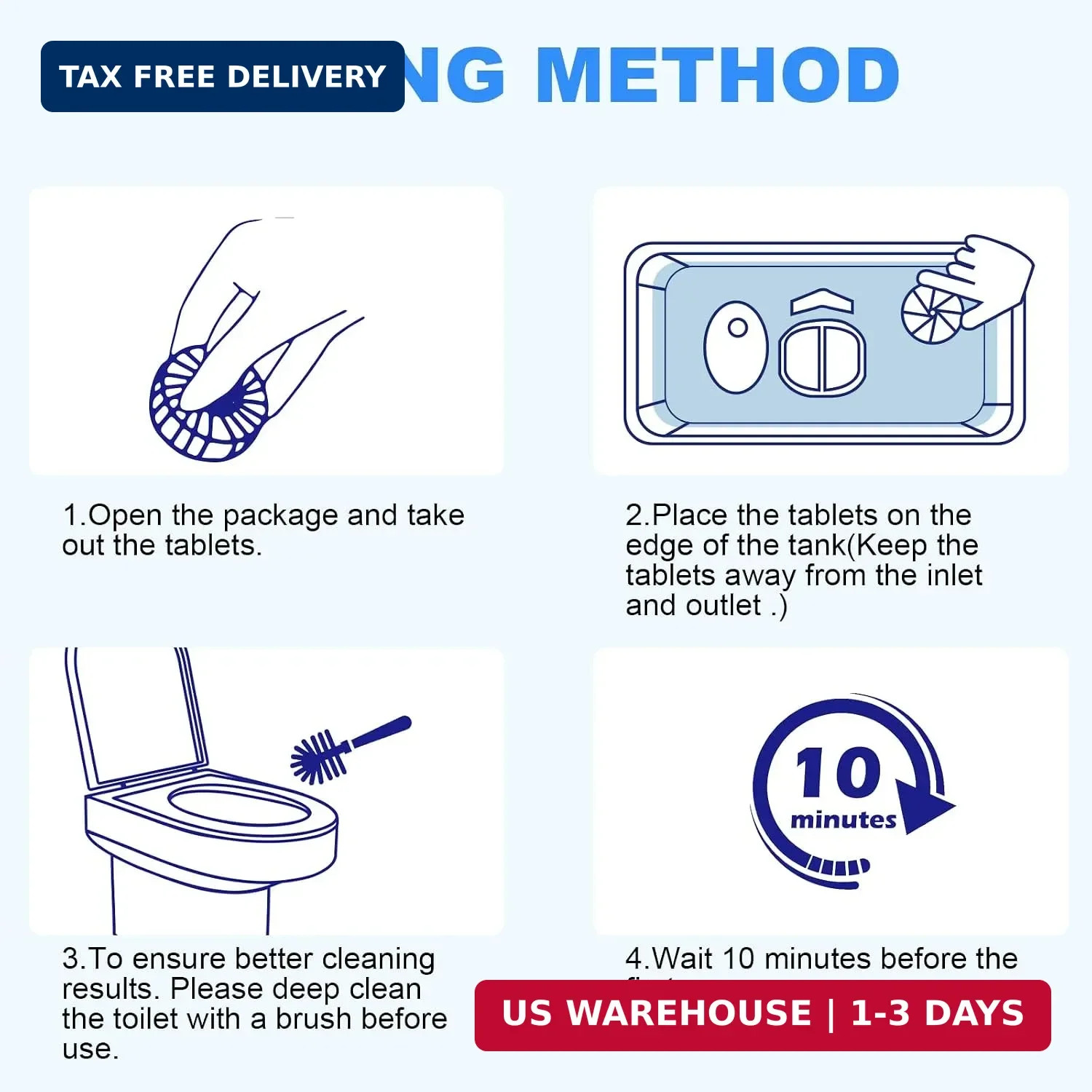 CHMI 100 Pack Toilet Bowl Cleaner Tablets, Long-lasting Bathroom Toilet Tank Cle